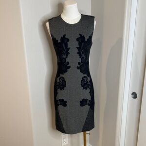 Diane Von Furstenberg Gray and Black Midi Dress